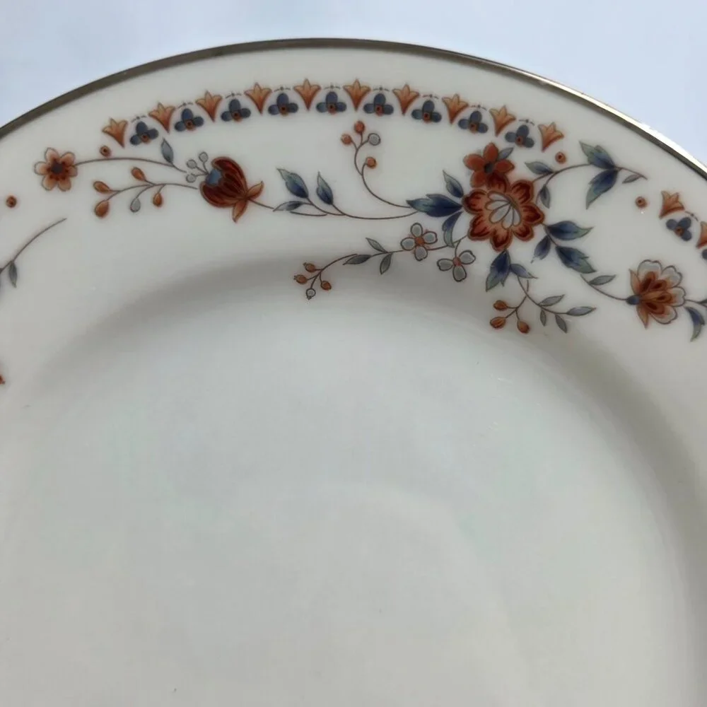 THREE Noritake Adagio Salad Plates Ivory with Floral Spray on Rim
